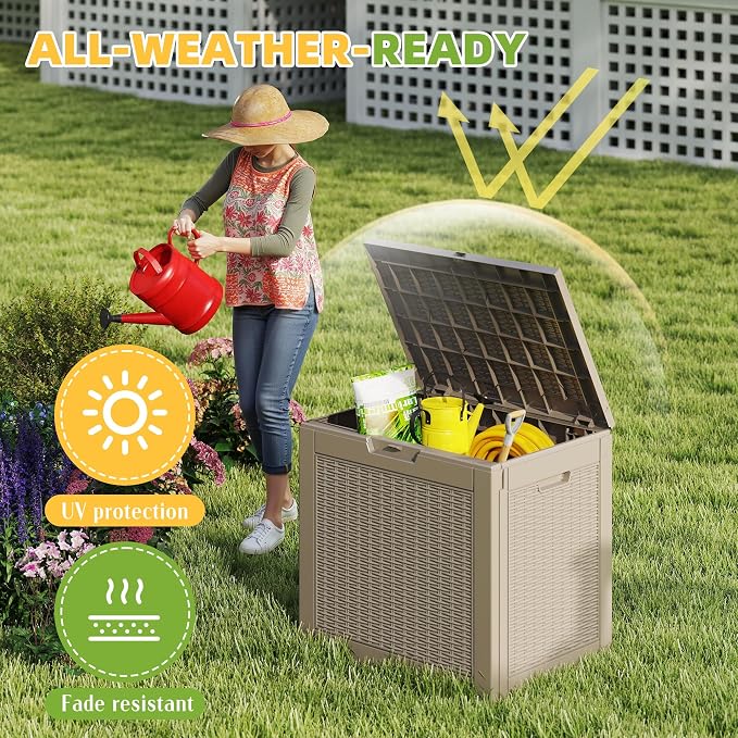 31 Gallon Outdoor Storage Box Weather Resistant UV Protection Waterproof Resin - Image 5