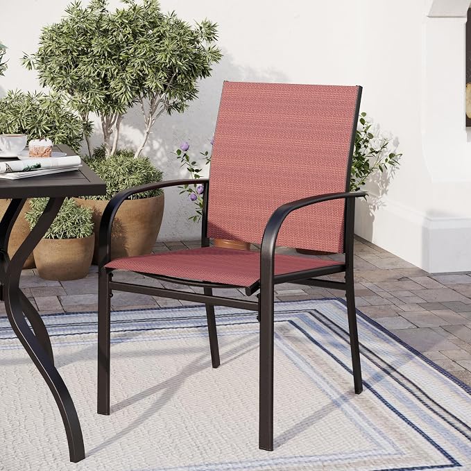 Patio Dining Set for 8, 8 x Stable Dining Chairs, Outdoor Table and Chairs Set - Image 6
