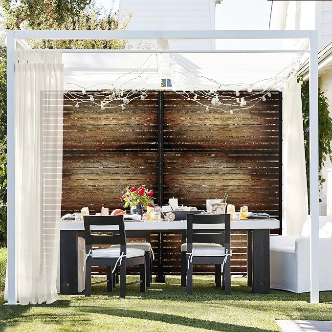 FENCY Metal Outdoor Privacy Screen 72" H×47" W Vintage Wood Color Patio Privacy - Image 5