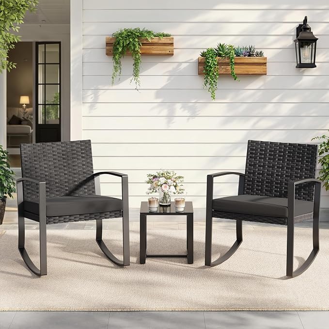 3 Pieces Patio Furniture Set Rocking Bistro Set, Outdoor Patio Furniture Set - Image 8