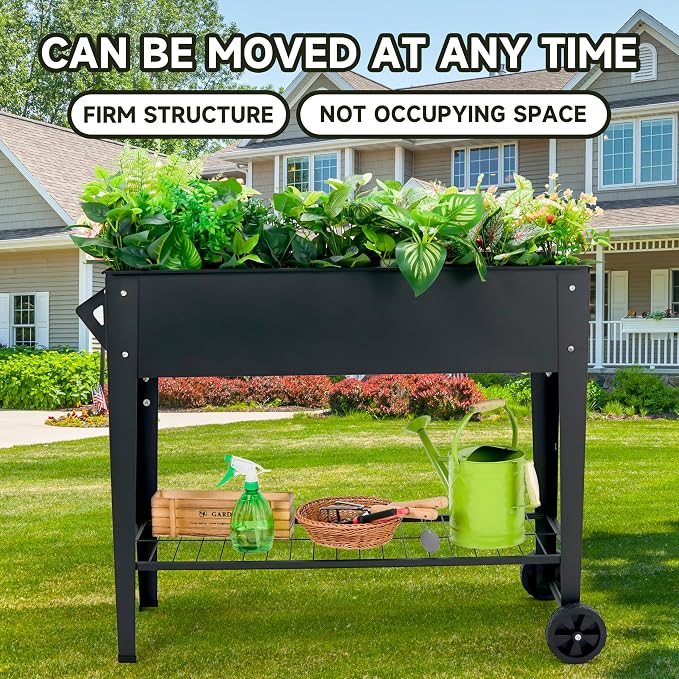 Raised Garden Bed with Legs and Wheels Removable - Image 7