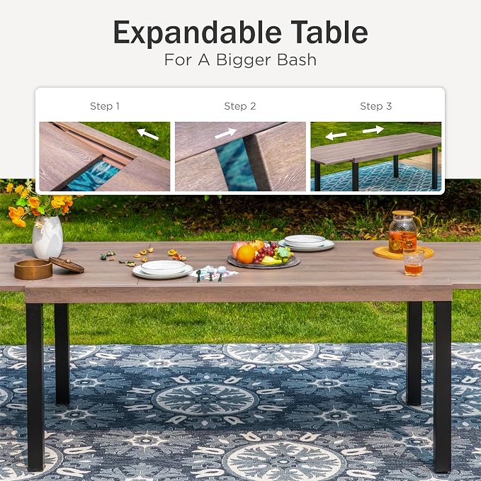 PHI VILLA Patio Dining Table and Chairs, 2 Swivel & 4 Stable Patio Dining Chairs - Image 7