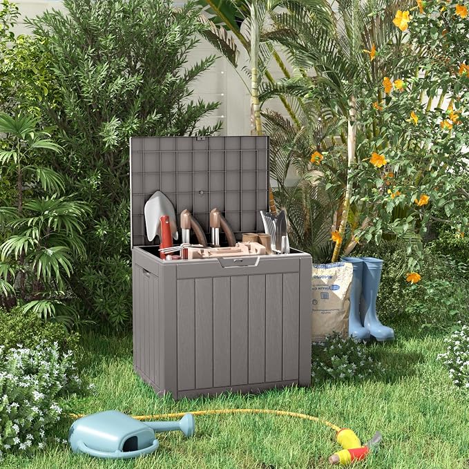 30 Gallon Waterproof Outdoor Storage Box, Resin Deck Box, Lockable Outside - Image 7