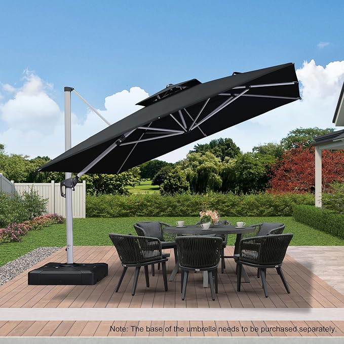 PURPLE LEAF 11 Feet Double Top Deluxe Square Patio Umbrella Offset Hanging - Image 2