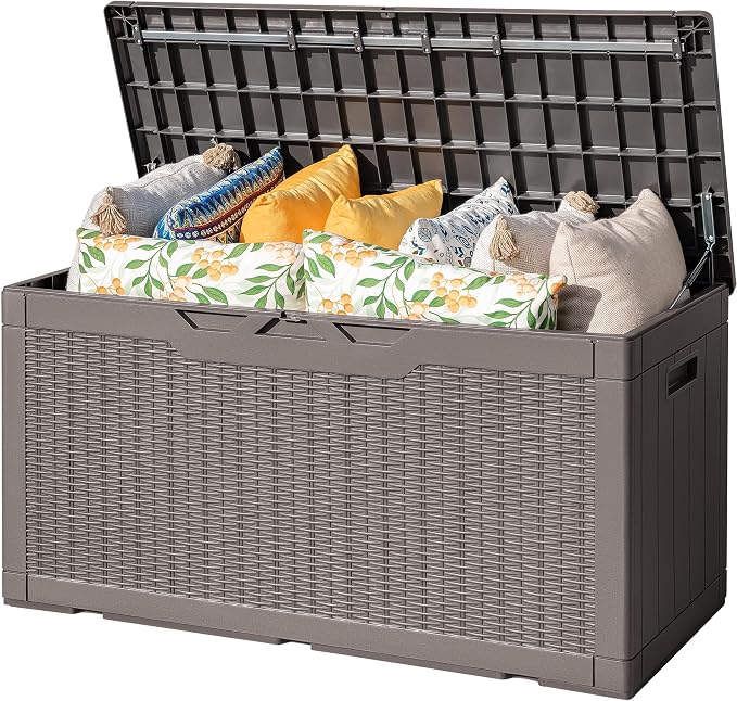 Flamaker Outdoor Storage Box 100 Gallon Waterproof Resin Deck Box Delivery Box by Flamaker