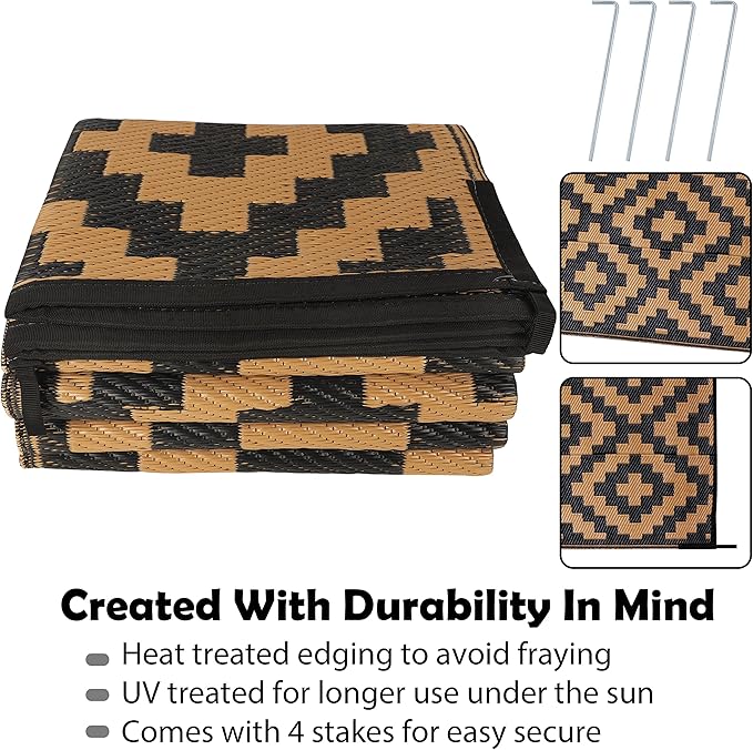 SAND MINE Reversible Mats, Plastic Straw Rug, Modern Area Rug, Large Floor Mat - Image 4