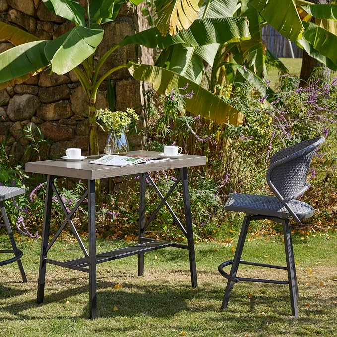 VICLLAX Patio Bar Table Rectangle Outdoor Counter Height Dining Table - Image 7
