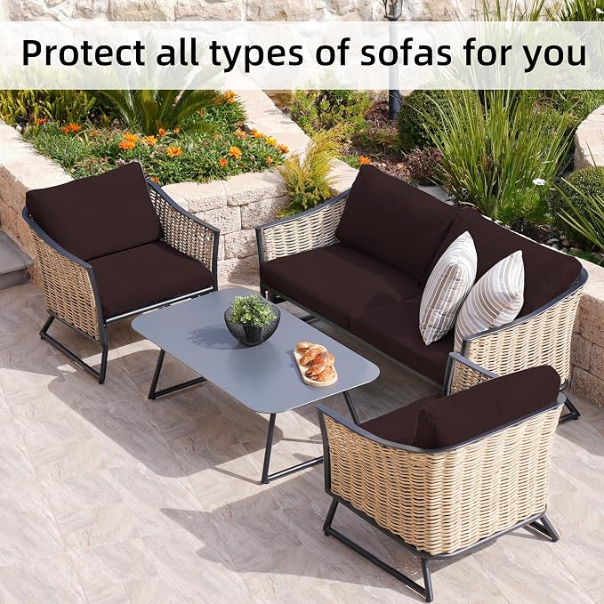 8Pcs Stretch Patio Cushion Covers, Outdoor Couch Covers Replacement, Outdoor - Image 4