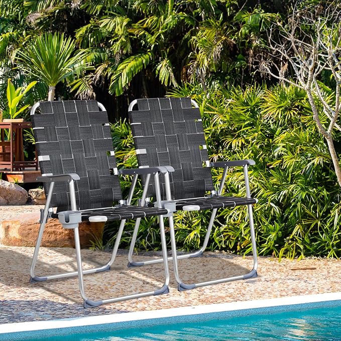 VINGLI Aluminum Patio Lawn Chairs Folding Set of 2 - Image 2