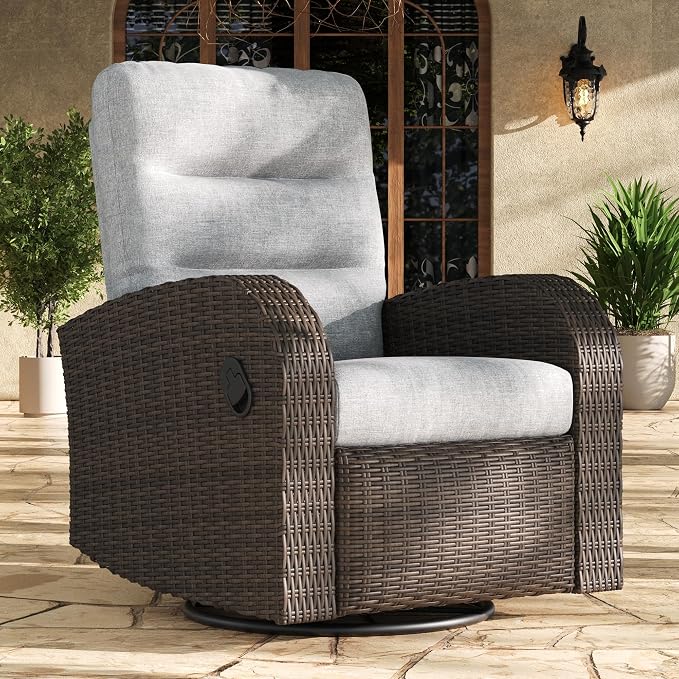 LayinSun Oversized Wicker Outdoor Swivel Glider Recliner by LayinSun