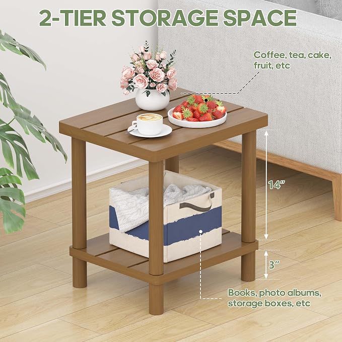 Outdoor Side Table, 2-Tier Small Outdoor Table - Image 7