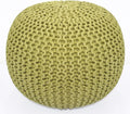 COTTON CRAFT - Hand Knitted Cable Style Dori Pouf - Green - Floor Ottoman - by COTTONCRAFT