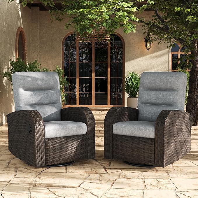 LayinSun Oversized Wicker Outdoor Swivel Glider Recliner by LayinSun
