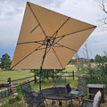 PURPLE LEAF 10 Feet Patio Umbrella Outdoor Cantilever Solar Powered LED Swivel by PURPLELEAF