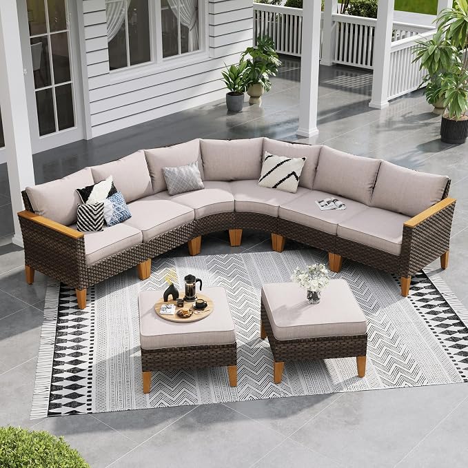 Sophia & William Half Moon Patio Furniture Set 8 Piece Outdoor Sectional Sofa by SophiaWilliam