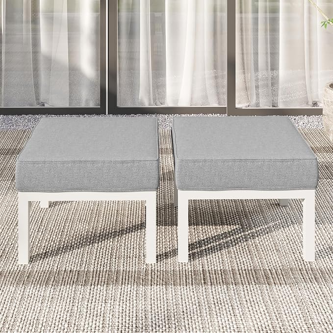 Wisteria Lane Outdoor Footstools Patio Ottoman Set of 2, Aluminum All-Weather by WisteriaLane