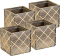 Wood Planter Box with Diamond Cross Hatch Style, 5 Inch Square, Rustic Barn Wood by Unknown