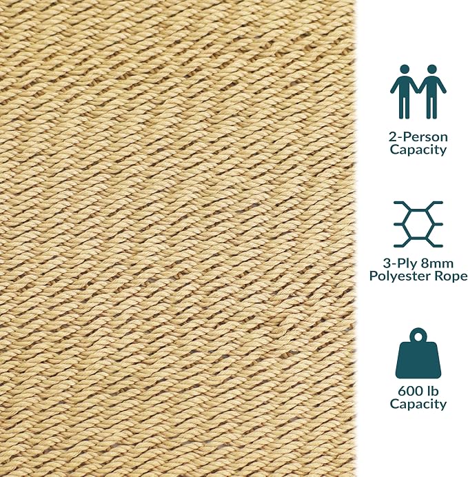 Sunnydaze Soft-Spun Polyester Rope Double Hammock - Image 3