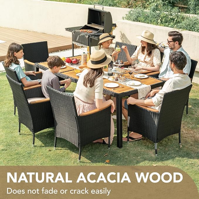 Devoko Outdoor Patio Dining Sets 9 Pieces Wicker Outdoor Dining Table and - Image 3