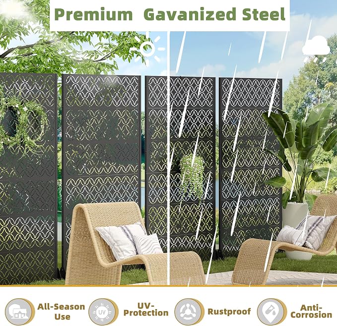 Casaphoria Metal Privacy Screen Outdoor, Palace Black - Image 4
