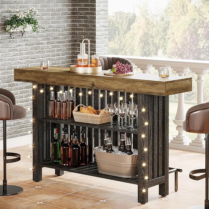 Tribesigns Bar Table with Storage Shelf, 63-Inch Large Mini Pub Table with - Image 3