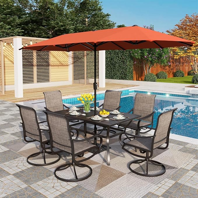 PHI VILLA Swivel Chair Patio Dining Set by PHIVILLAThepioneerofcomfortablehouseholdsupplies