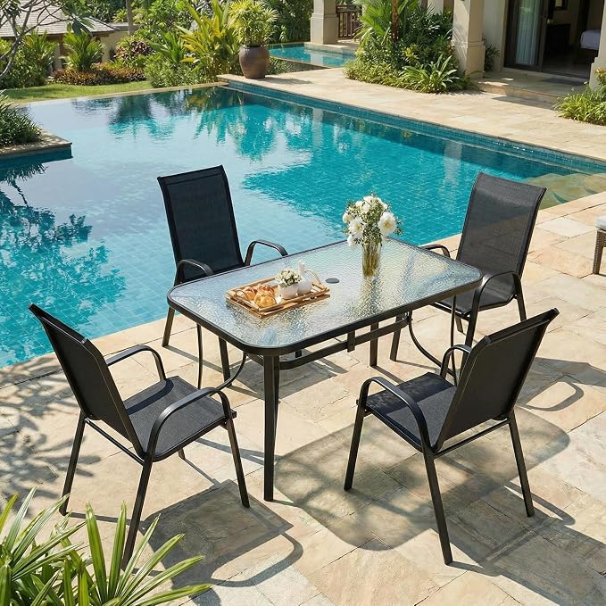 MAMIZO Patio Dining Chairs, Stackable All Weather Teslin Chair, Heavy Duty - Image 9