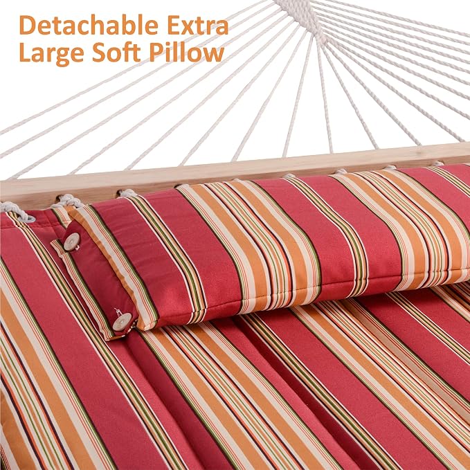 SUNCREAT Outdoor Hammock with Stand, Two Person Quilted Fabric Hammock Swing - Image 5
