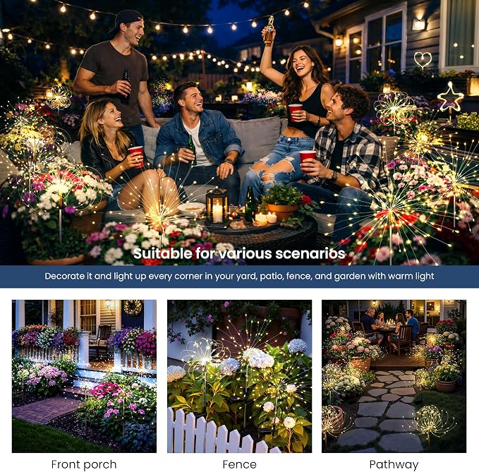 Solar Lights Outdoor, 120LED 6 Pack Fairy Garden Lights Decor - Image 2