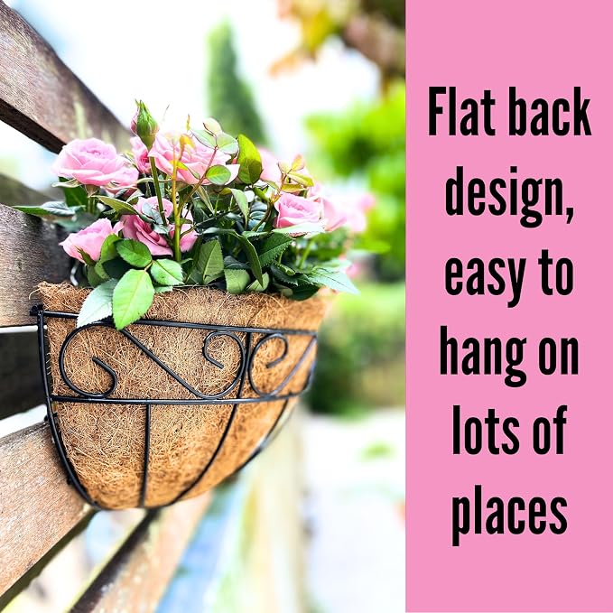 LaLaGreen Wall Hanging Planters, 6 Pack, 12 Inch Balcony Flower Baskets - Image 9