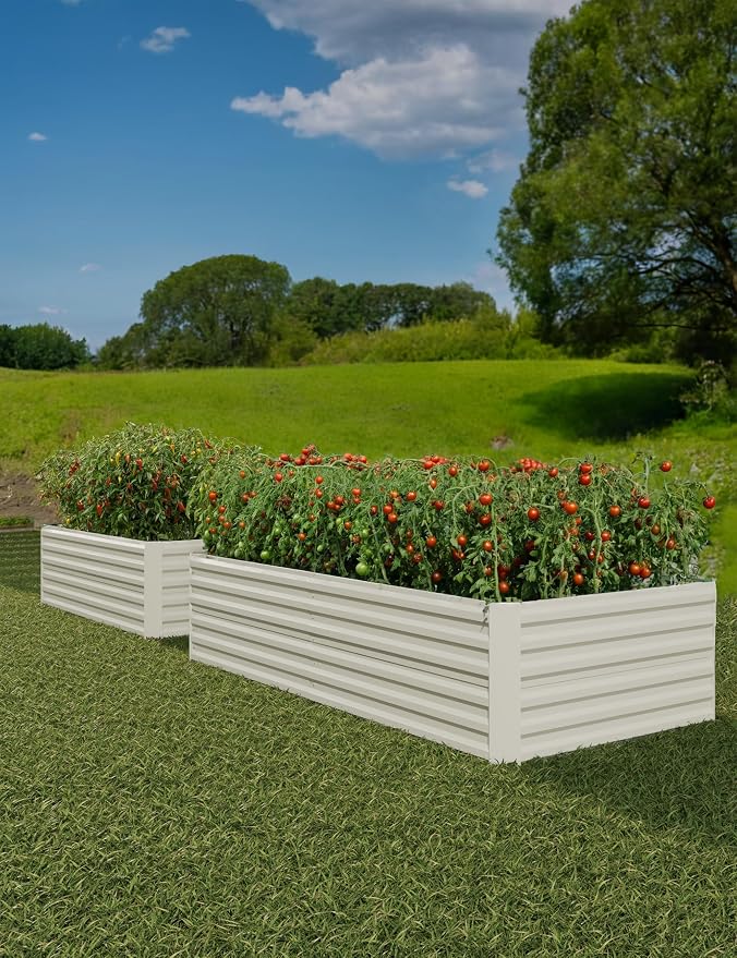 CABIHOME 2 Pcs 8x4x2 Ft Galvanized Raised Garden Bed, Deep Root Planter Box by CABIHOME