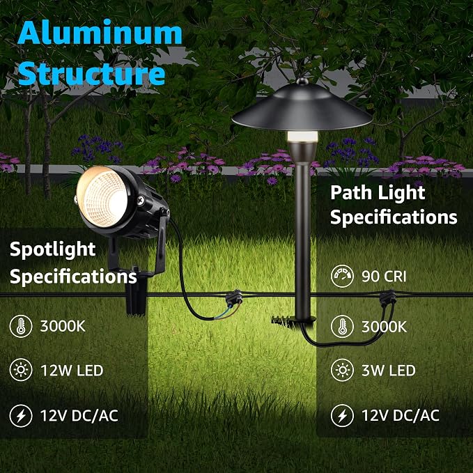 SUNVIE LED Low Voltage Landscape Lighting 12V Landscape Lighting Kit - Image 2