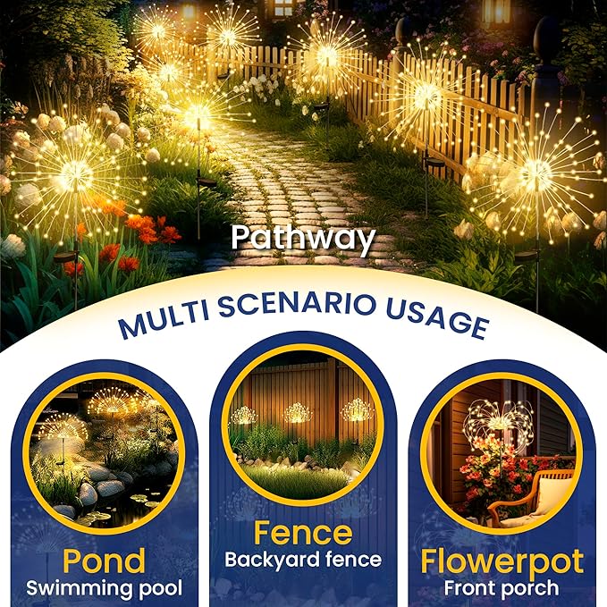 GIGALUMI Garden Decor Outdoor Lights 120LED 8Pack, Solar Garden Lights - Image 4