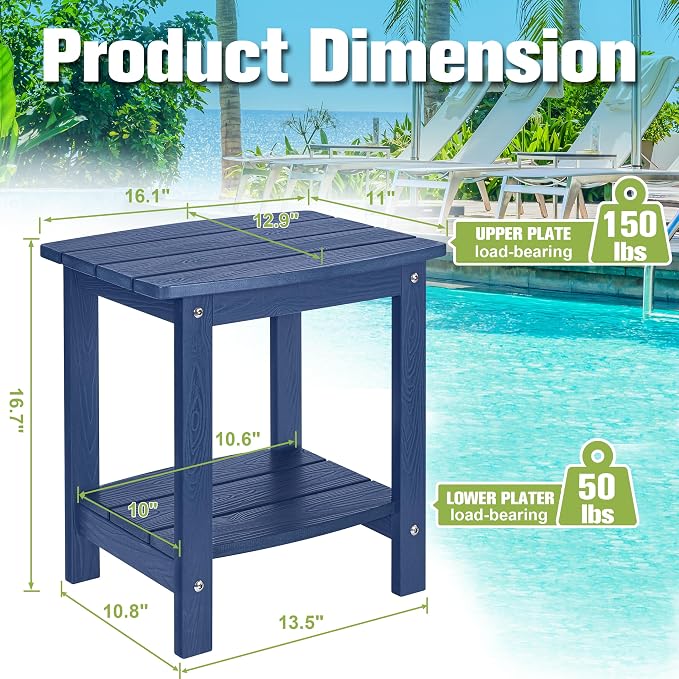 Y&M Outdoor Side Table, HIPS Adirondack Small Double Layer Table, Waterproof - Image 3