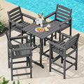 SERWALL 5 Pieces Outdoor Patio Bar Set, Tall Adirondack Bar Chair and Table Set by SERWALL