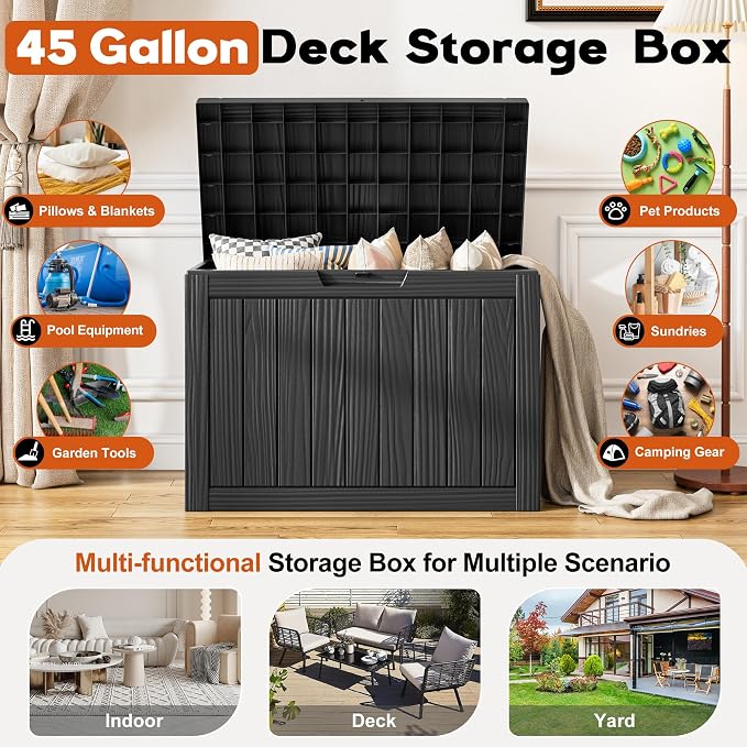 Outdoor Storage Box, Resin Deck Boxes Indoor and outdoor, Waterproof Storage - Image 3
