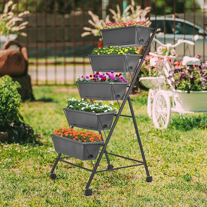 GENMOUS 5 Tier Raised Garden Bed Tall 45FT Vertical Elevated Garden Planter - Image 8