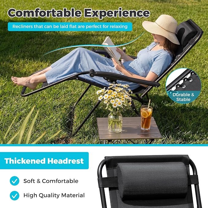 Homall Zero Gravity Chair Patio Folding Lawn Outdoor Lounge Gravity Camp - Image 5