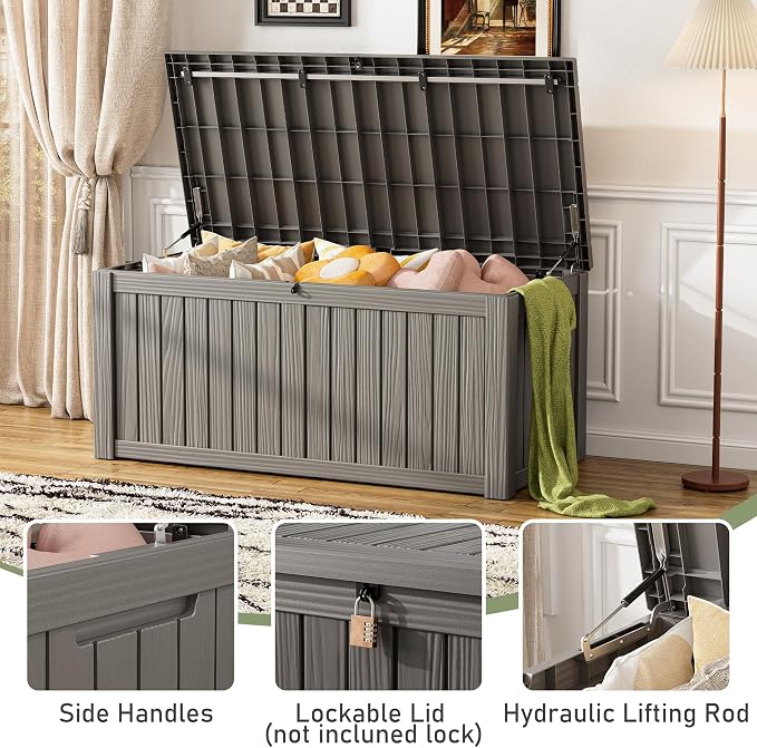 Outdoor Storage Box, Resin Deck Boxes Indoor and outdoor, Waterproof Storage - Image 3