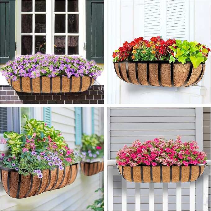 HFHOME 2 Pcs 24" Window Box Deck Railing Planter - Image 4