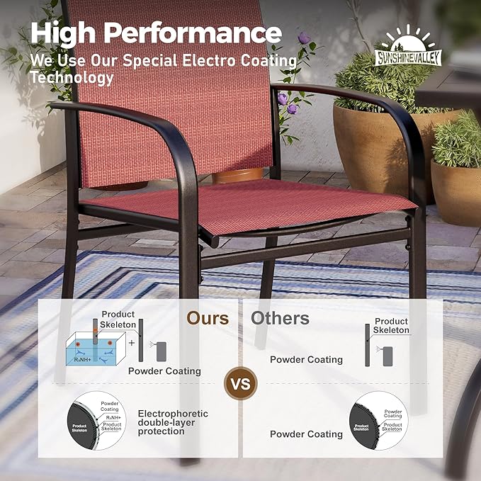 Patio Dining Set for 8, 8 x Stable Dining Chairs, Outdoor Table and Chairs Set - Image 5