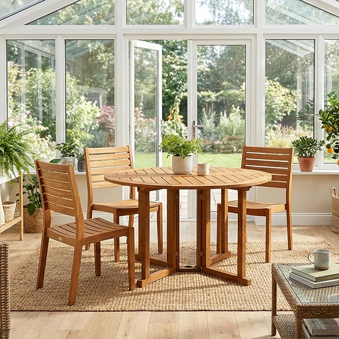 Sunnydaze Malaysian Hardwood Folding Gateleg Patio Dining Table - Image 9