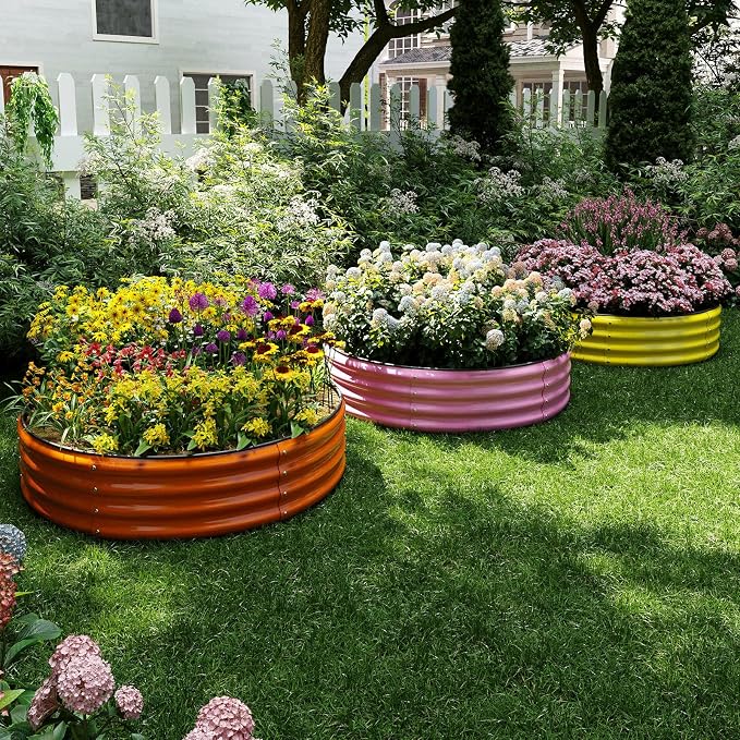 Galvanized Metal Planter Round Raised Garden Bed Kit - Image 7