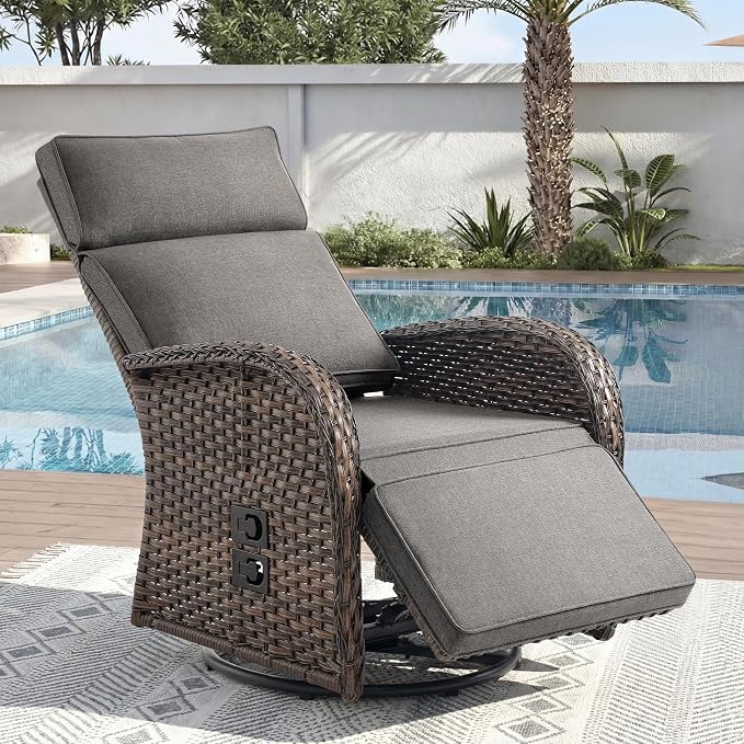 Zero Gravity Patio Swivel Rocking Recliner Chair by JelwalyPatioFurnitureSet