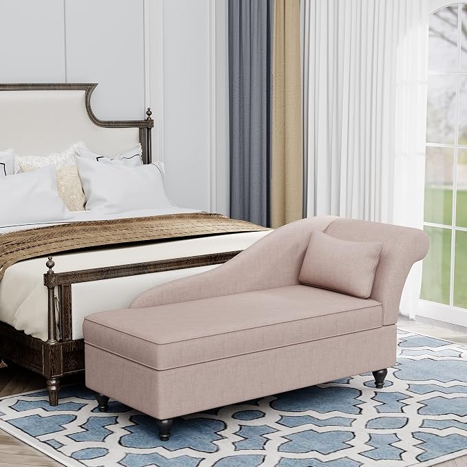 Yongqiang Indoor Storage Chaise Lounge Upholstered Fabric Lounge Chair Living - Image 8