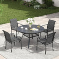 VICLLAX Patio Table and Chair Set of 4, All Weather Metal Round Outdoor Dining by HOME