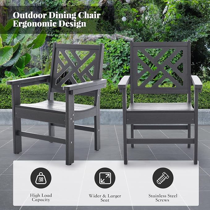 HDPE Outdoor Dining Set, 10-Piece Outdoor Table and Chairs Include 8 Dining - Image 5
