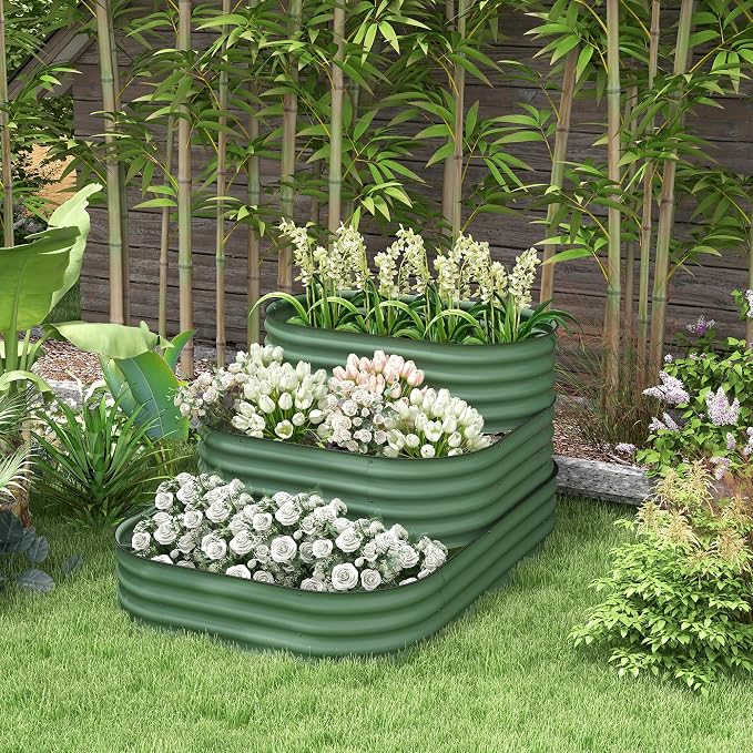 Outsunny 3-Tier Galvanized Steel Raised Garden Bed Kit, 62.25" x 43" x 32.25" - Image 2