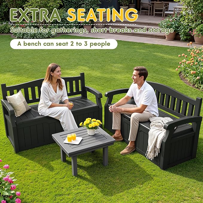 Greesum 80 Gallon Deck Box Storage Bench, Patio Furniture, Waterproof and UV - Image 6