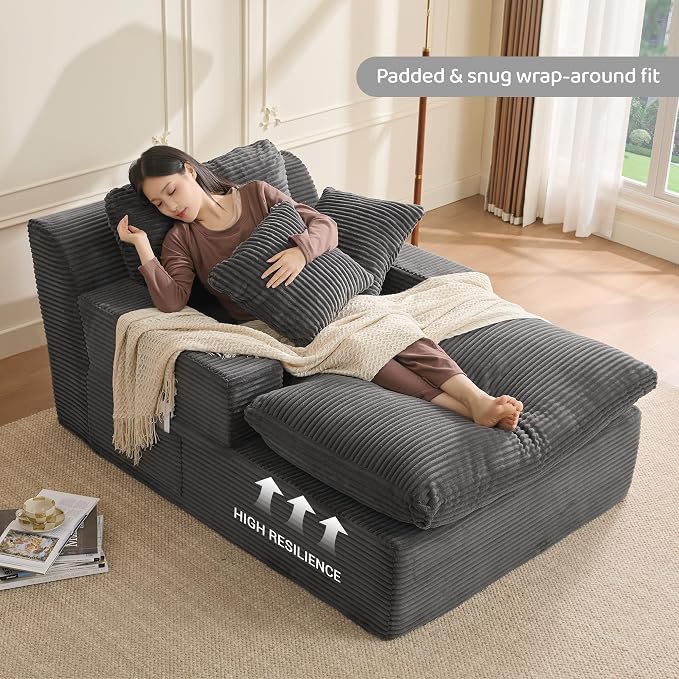 63" Chaise Lounge Chair Indoor, Set of Convertible Sleeper Sofa Couch - Image 5